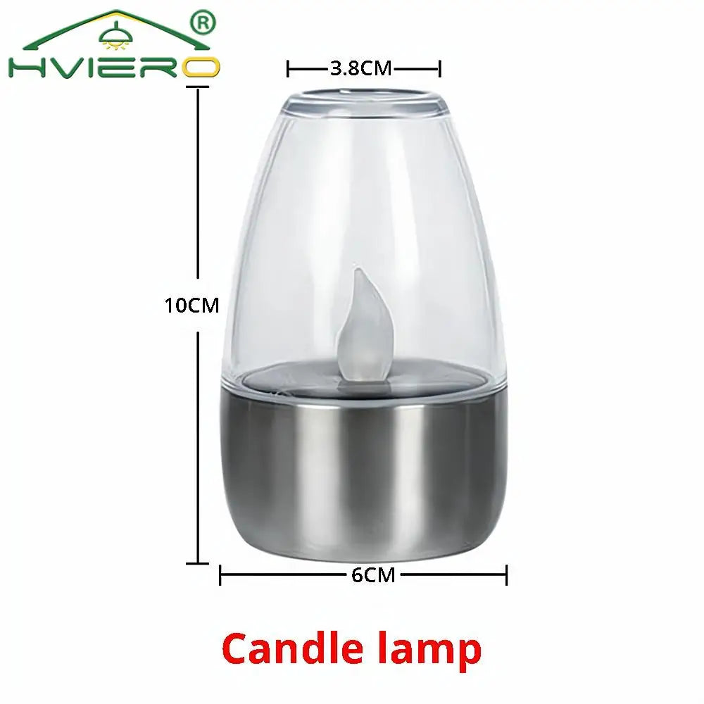 Solar LED Lights Stainless Steel Candle