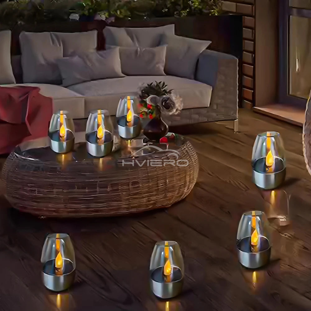 Solar LED Lights Stainless Steel Candle