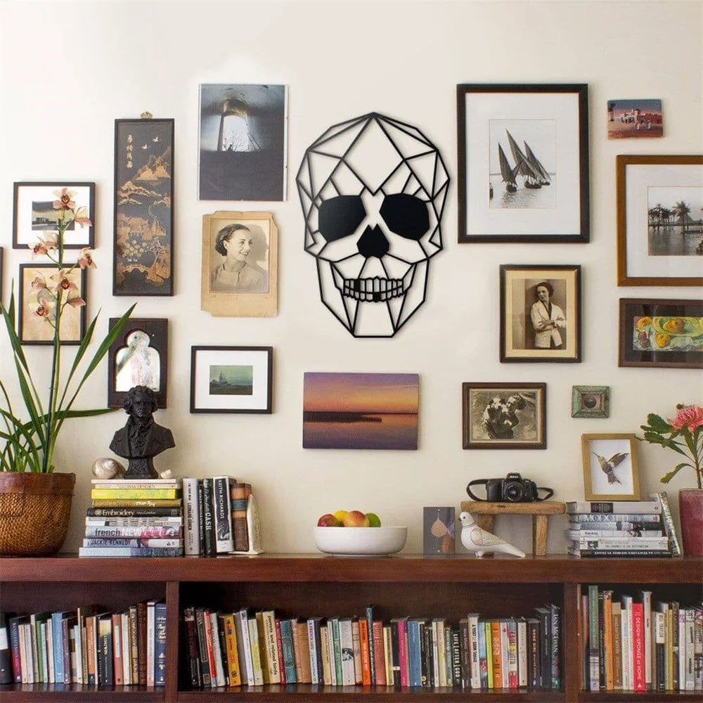 Human Skull Halloween Metal Wall Art Decor