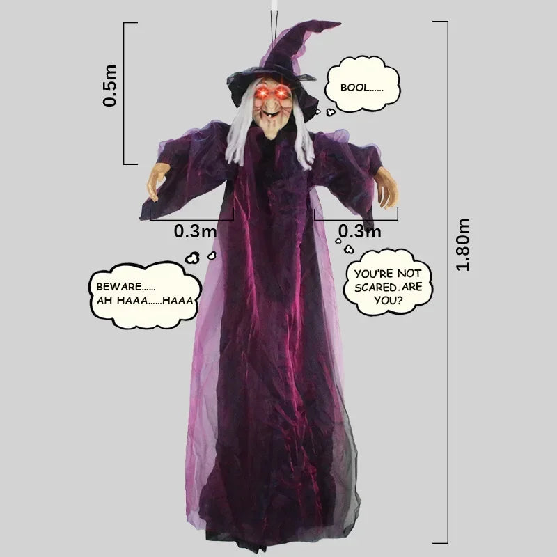 Halloween Life Size Talking Witch Outdoor Purple