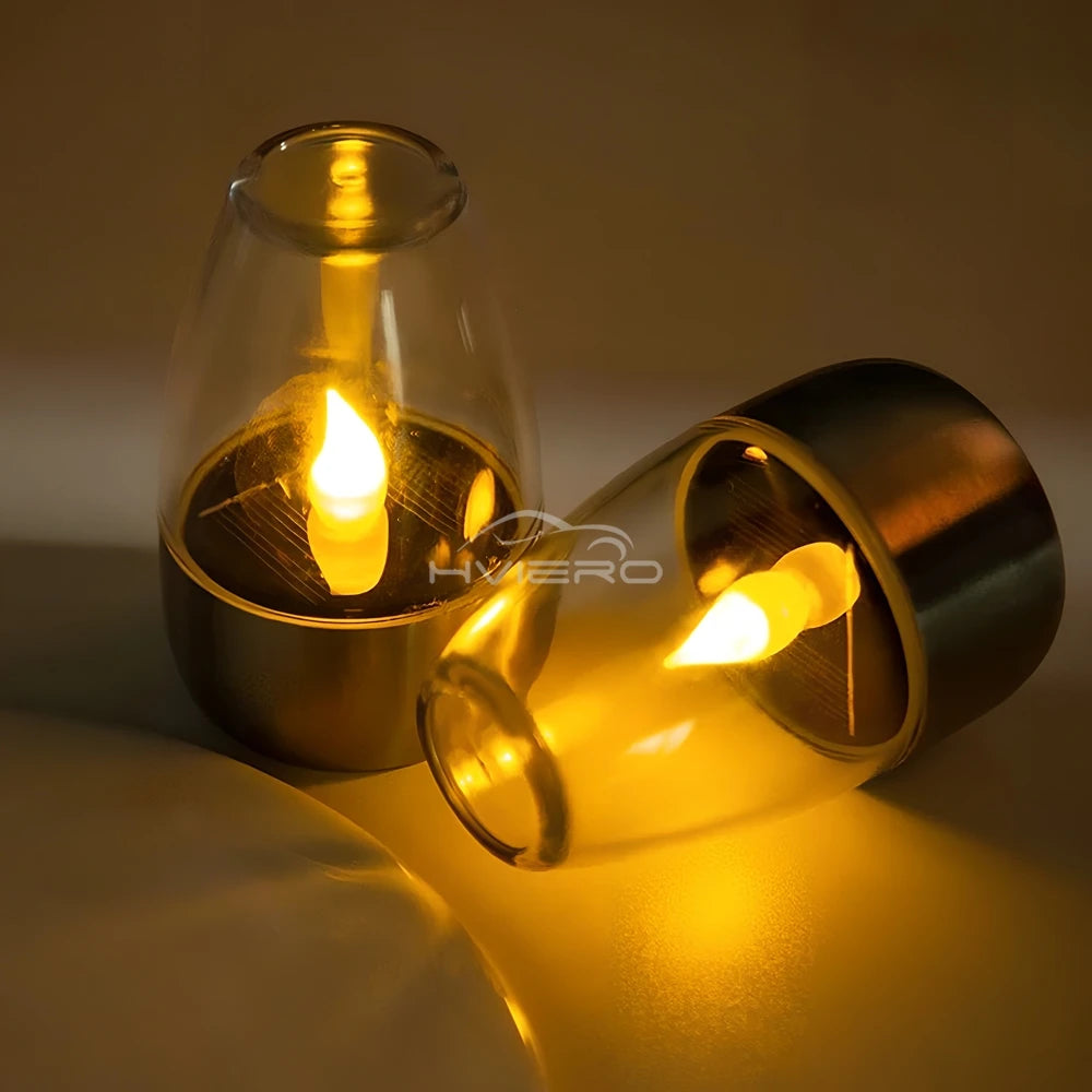 Solar LED Lights Stainless Steel Candle