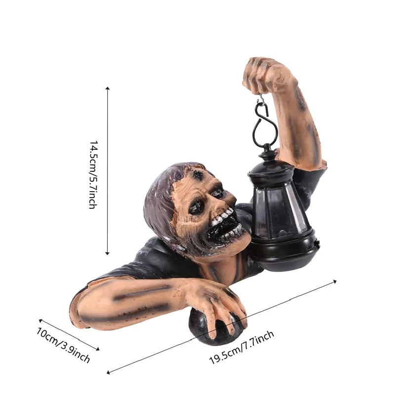 Zombie Spooky Lantern Scary Garden Statue Outdoor