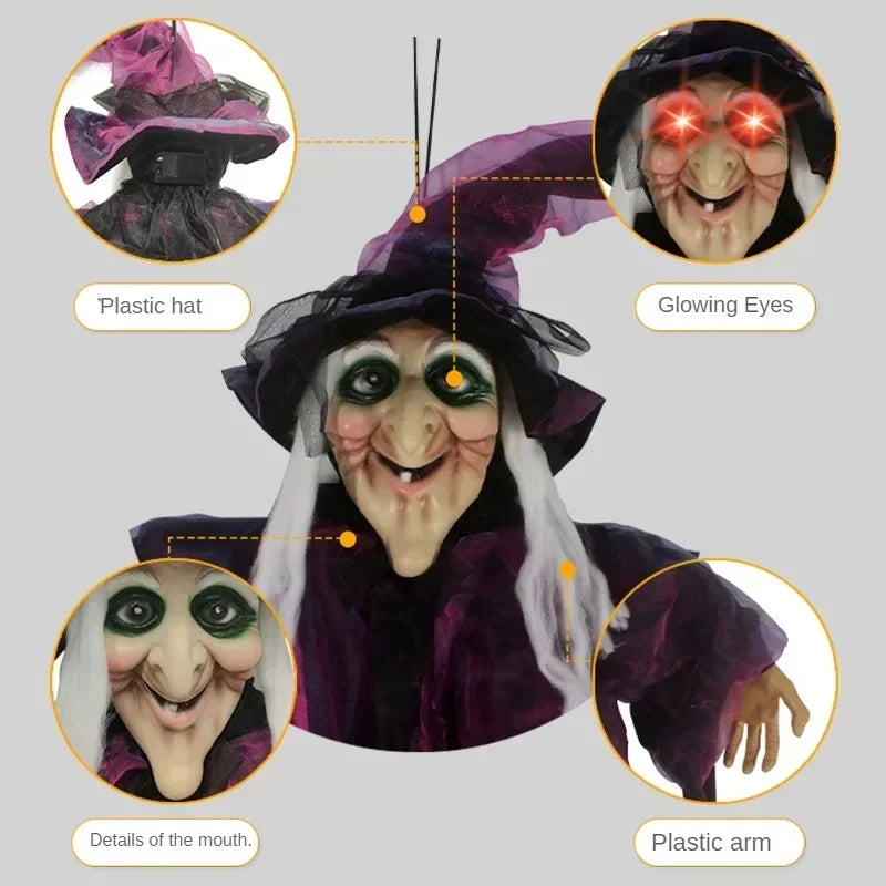Halloween Life Size Talking Witch Outdoor Purple