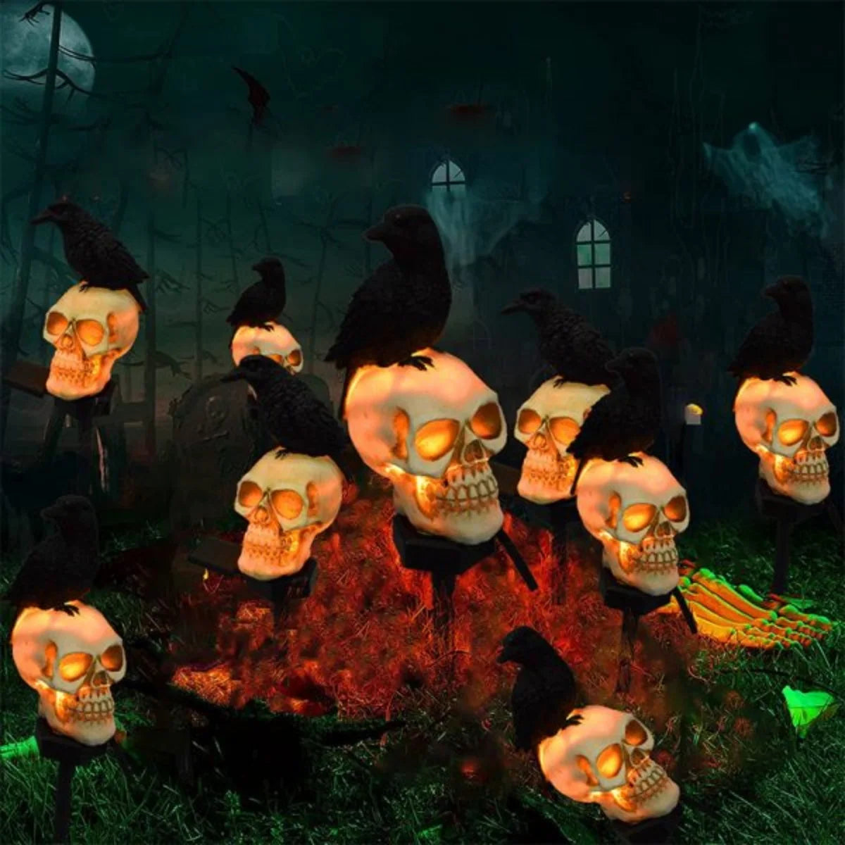 1pc Outdoor Skull & Crow Solar Lights