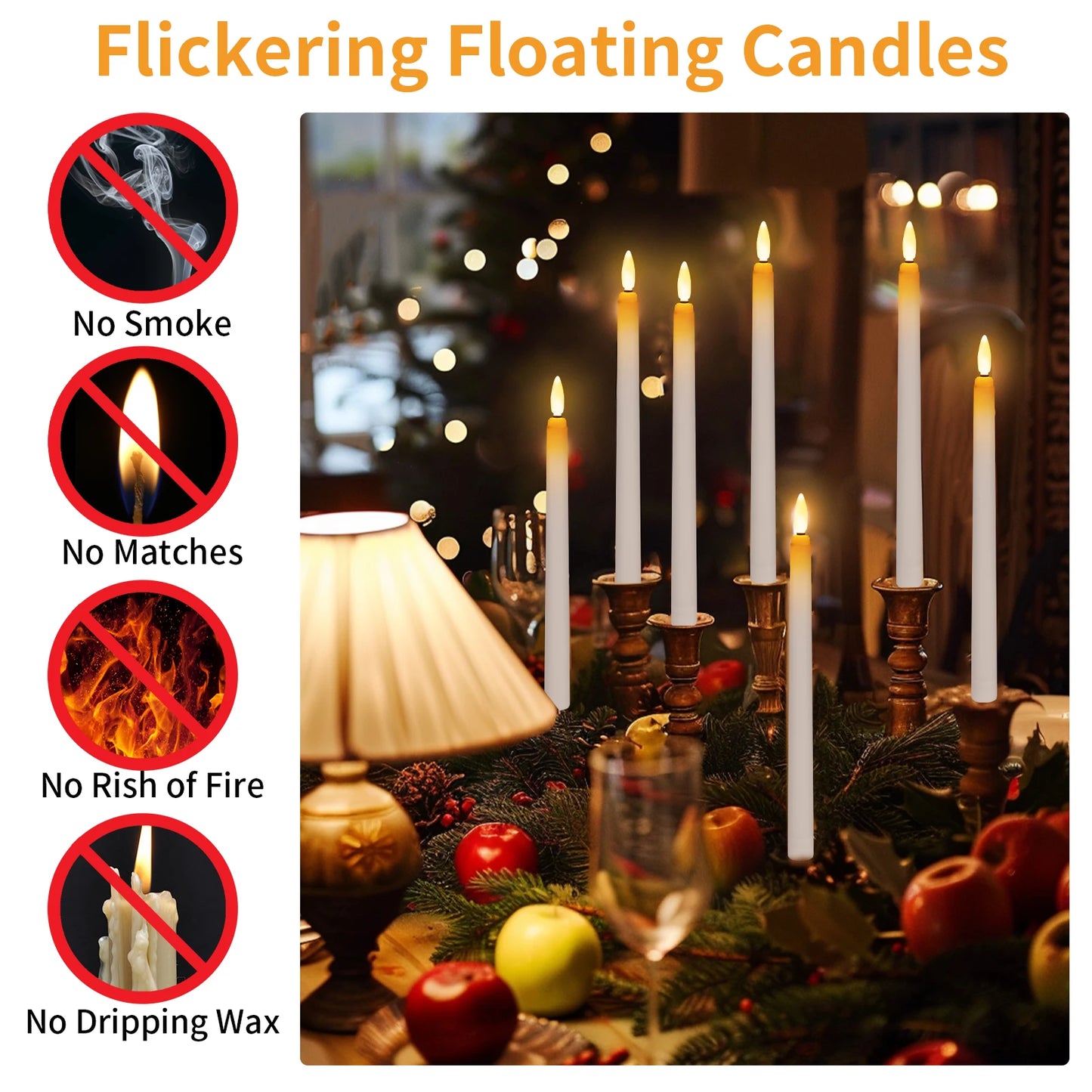 Floating Electronic Candles - Magic Wand Remote Hanging Candles