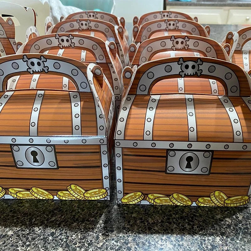 6pcs Pirate Treasure Treat Chest Paper Candy