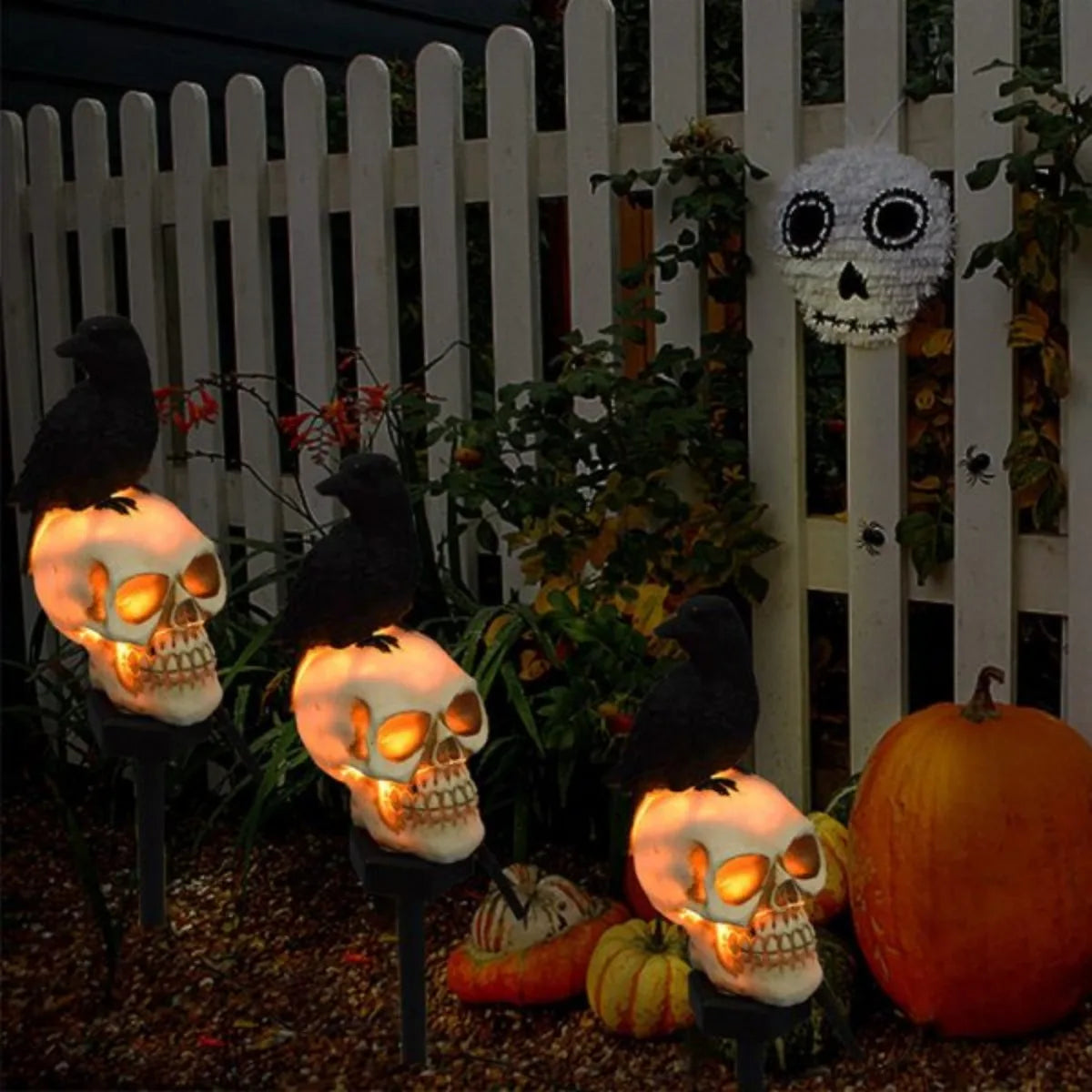 1pc Outdoor Skull & Crow Solar Lights
