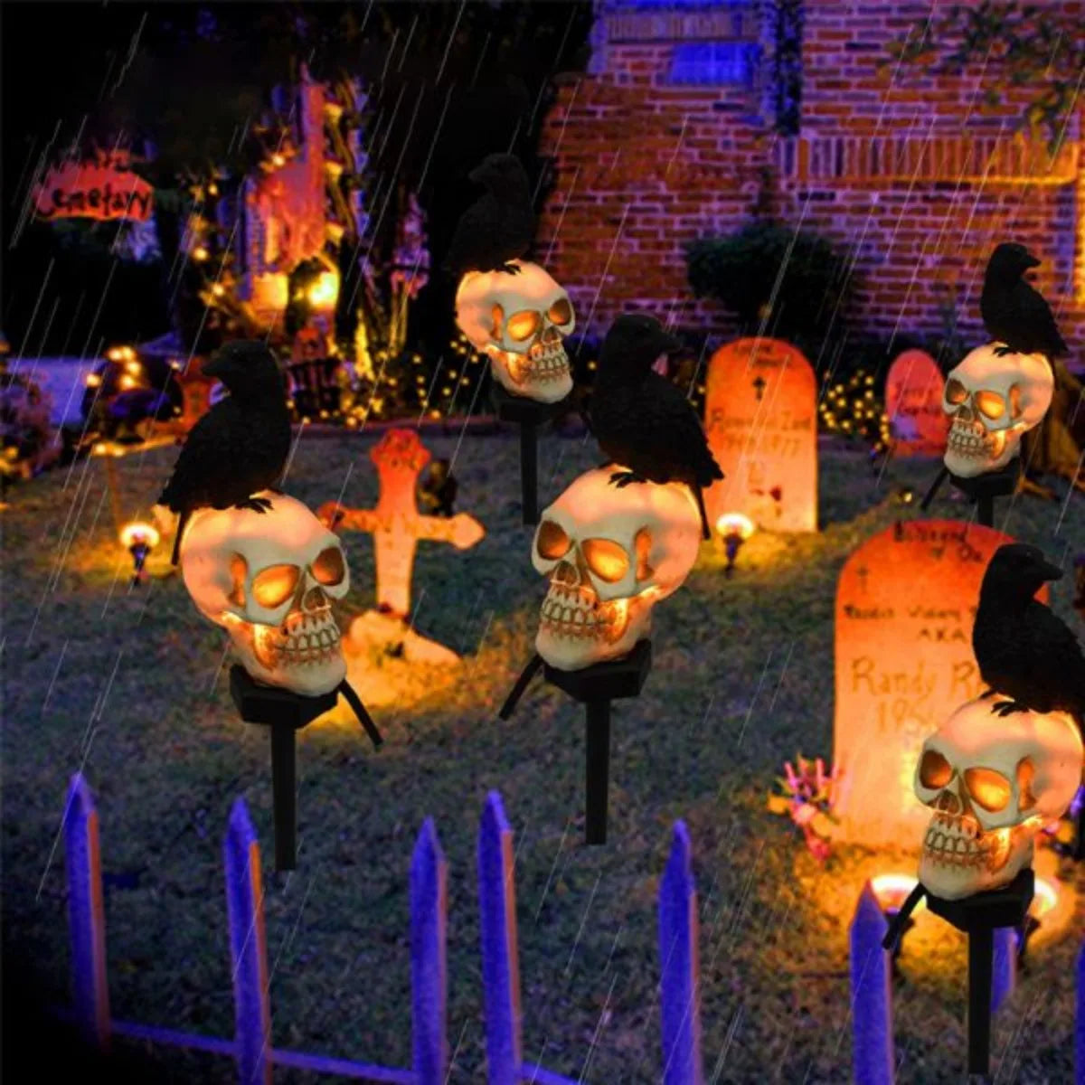 1pc Outdoor Skull & Crow Solar Lights