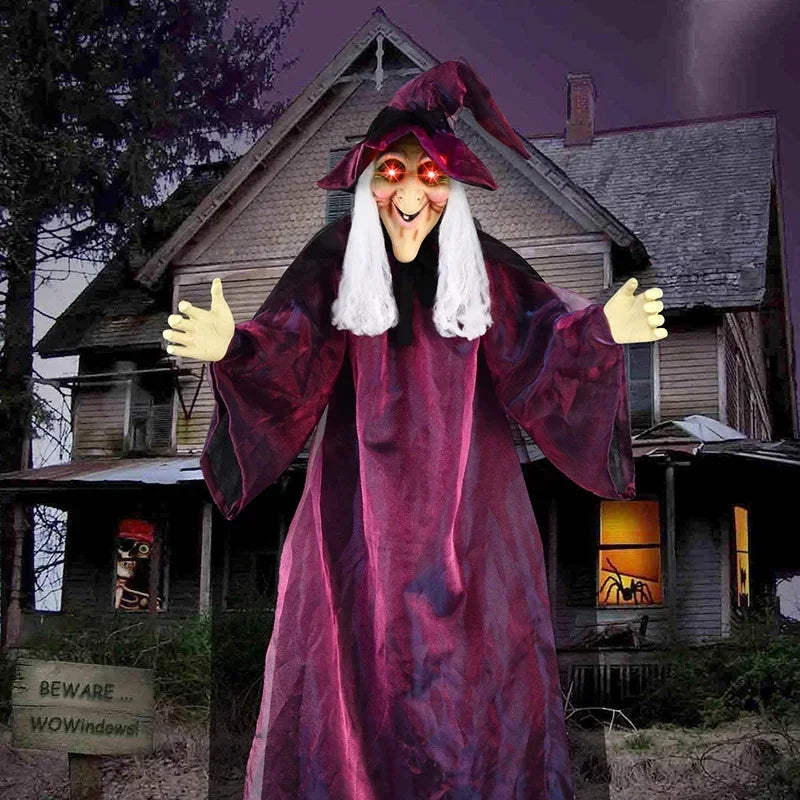 Halloween Life Size Talking Witch Outdoor Purple