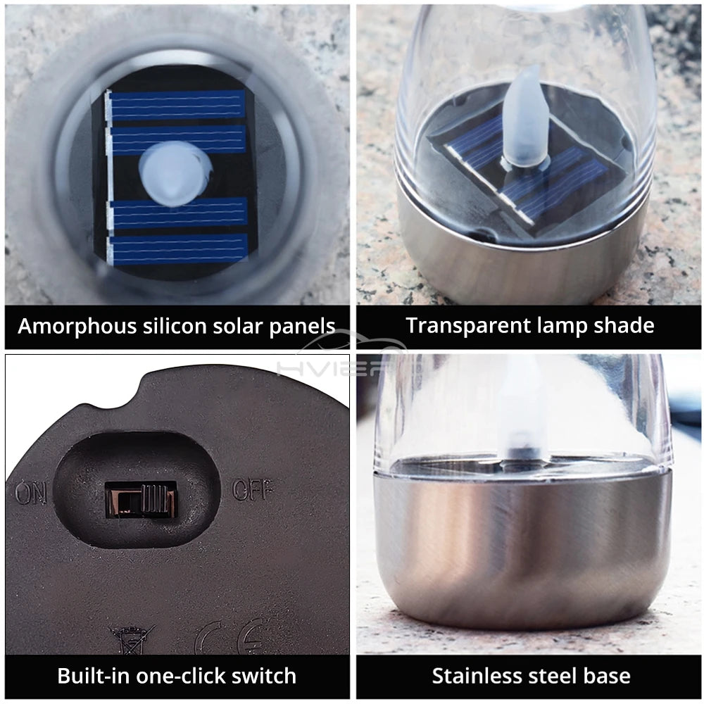 Solar LED Lights Stainless Steel Candle