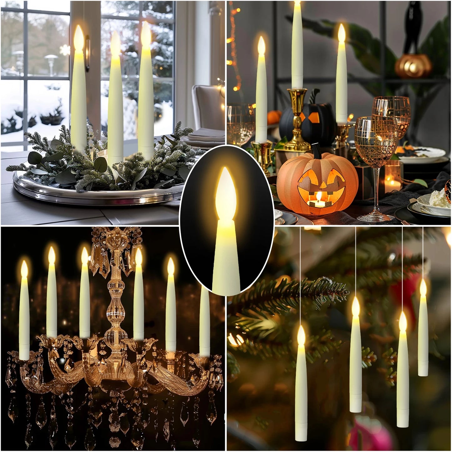 Floating Electronic Candles - Magic Wand Remote Hanging Candles