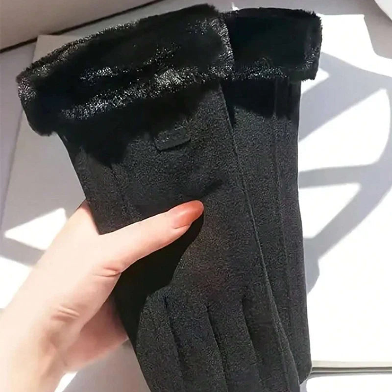 1pair Women's Thermal Lined Cycling Gloves