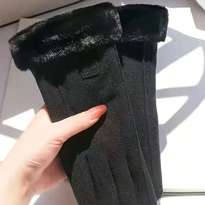1pair Women's Thermal Lined Cycling Gloves
