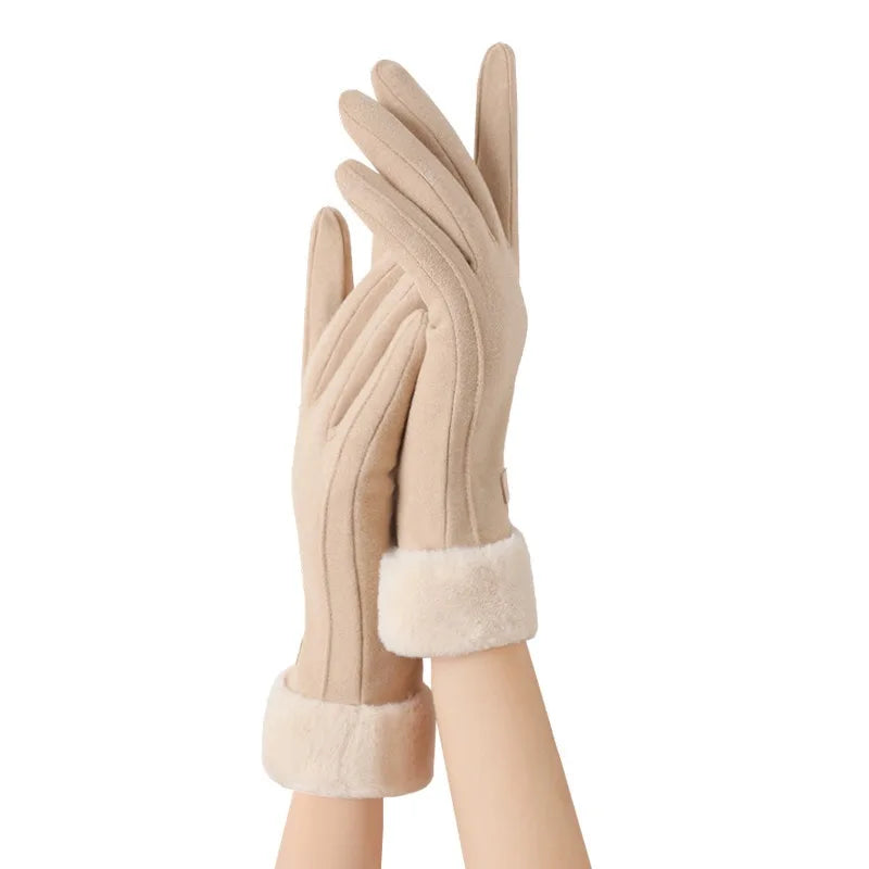 1pair Women's Thermal Lined Cycling Gloves