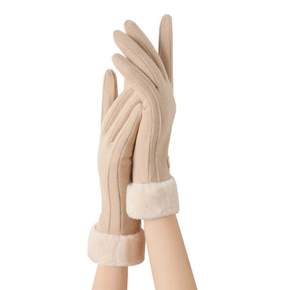 1pair Women's Thermal Lined Cycling Gloves