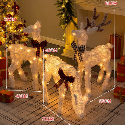 120cm 3pcs Family Deer & Glowing Reindeer Family Snowman Christmas Light Led