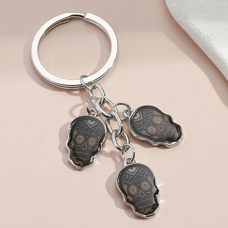 Skull Face Metal Key Ring