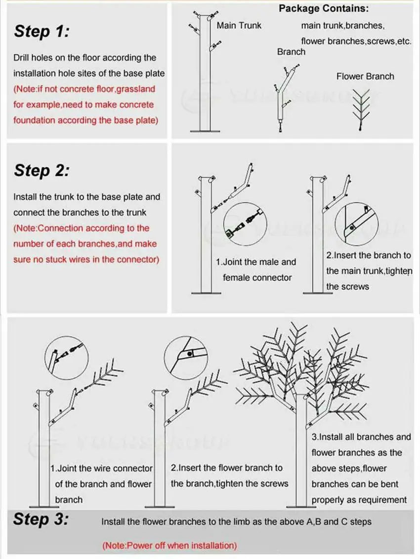 LED Cherry Blossom Christmas Tree Light – 1.5m Outdoor Lighting