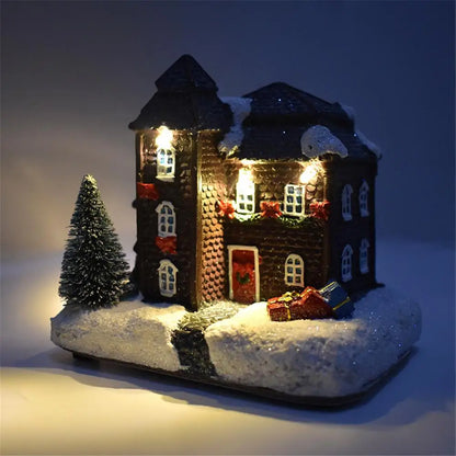 Led Light House Model Winter Snow Scene Landacape