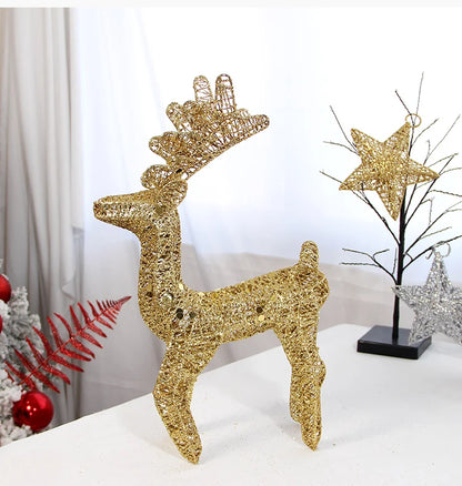 Golden Deer Cart ELK Ornaments Christmas Tree Scene