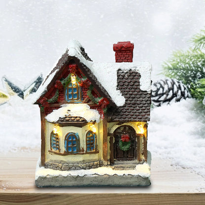 Led Light House Model Winter Snow Scene Landacape