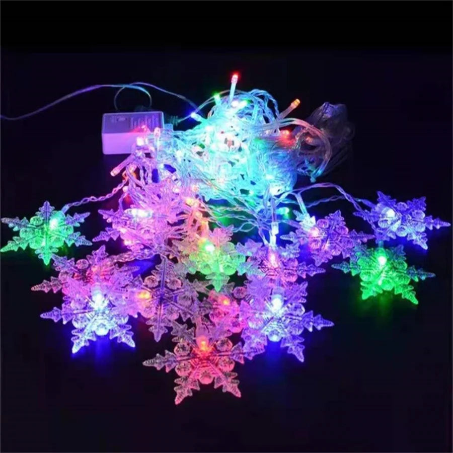 Snowflake LED Fairy String Light Flashing Garland Lamp Waterproof Outdoor Party Light