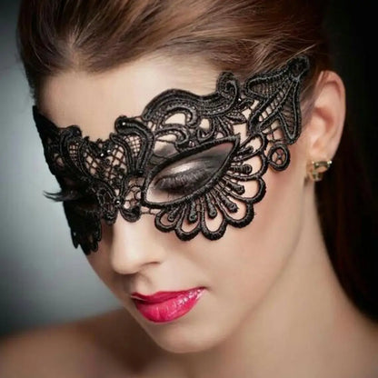 Black Party Mask for Women Hollow Lace Masquerade