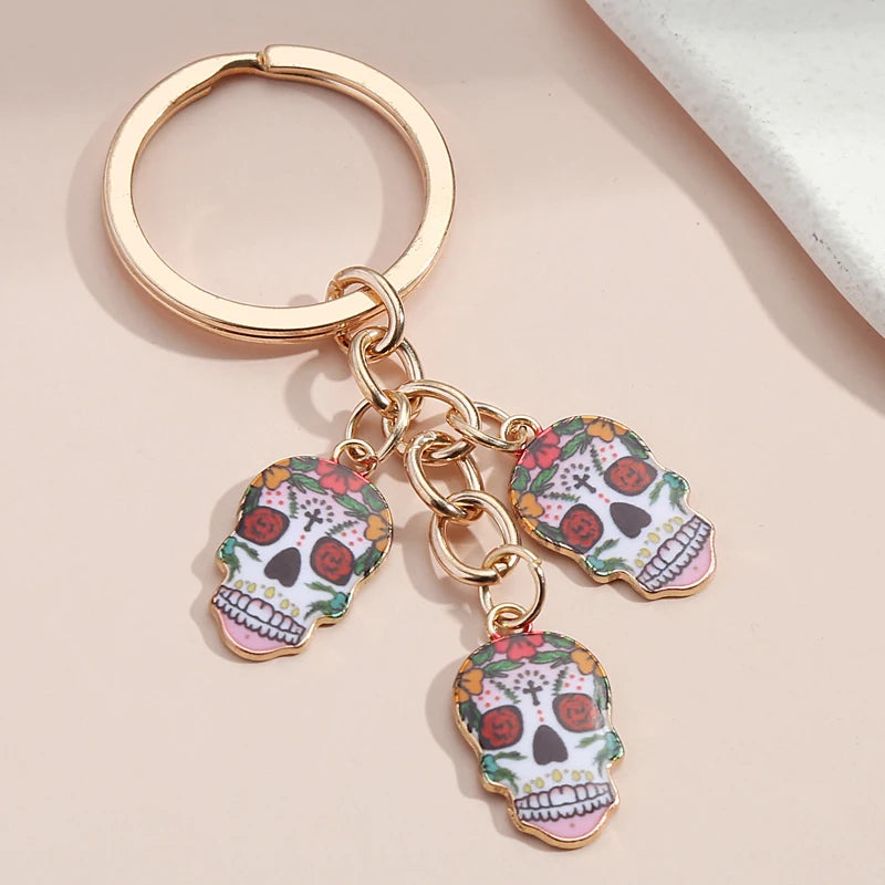 Skull Face Metal Key Ring