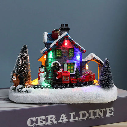 Led Light House Model Winter Snow Scene Landacape