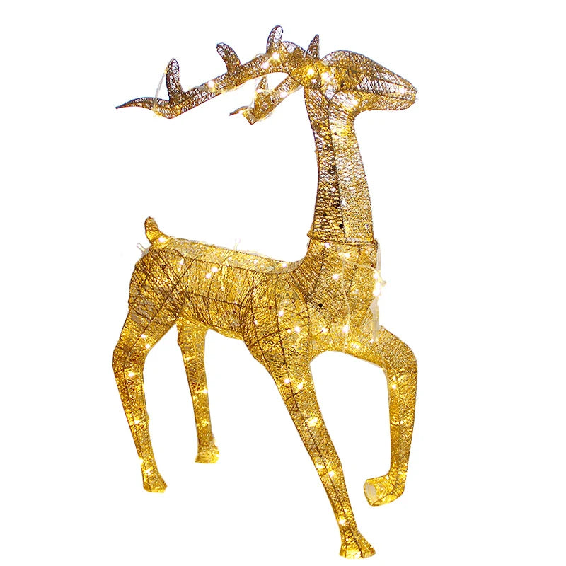 Golden Deer Cart ELK Ornaments Christmas Tree Scene