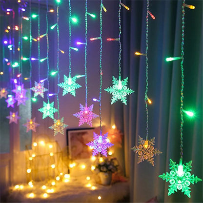 Snowflake LED Fairy String Light Flashing Garland Lamp Waterproof Outdoor Party Light