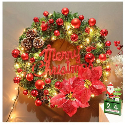 Christmas Decor - Artificial Flowers & Greenery, Gift Decor - Decorative Wreath for Home & Holiday