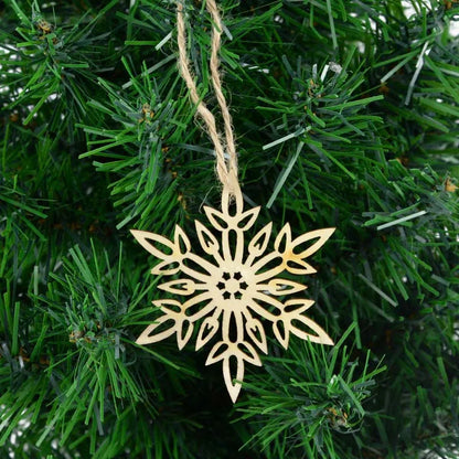 10Piece Christmas Tree Wooden Snowflake Hanging Ornament