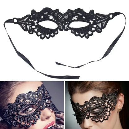 Black Party Mask for Women Hollow Lace Masquerade