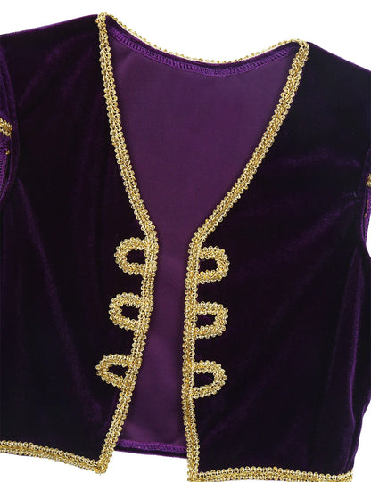 Fancy Arabian Prince Outfit with Cap Sleeves Waistcoat and  Pants for Children