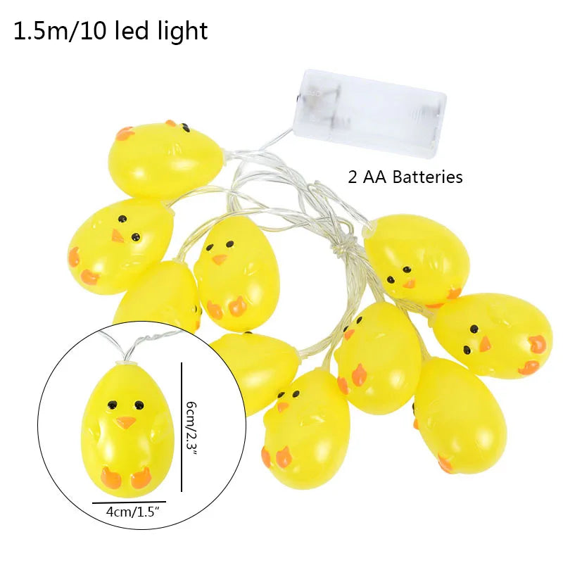 1.5M 10 Leds - Easter Chicken Egg Plastic Led Light String