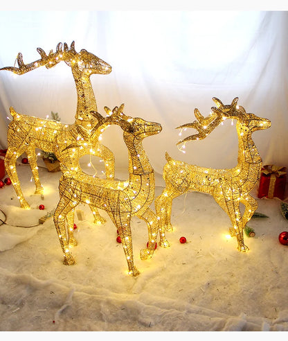 Golden Deer Cart ELK Ornaments Christmas Tree Scene