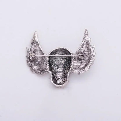 Gothic Metal Skull Wings Lapel Pin Brooch for Men