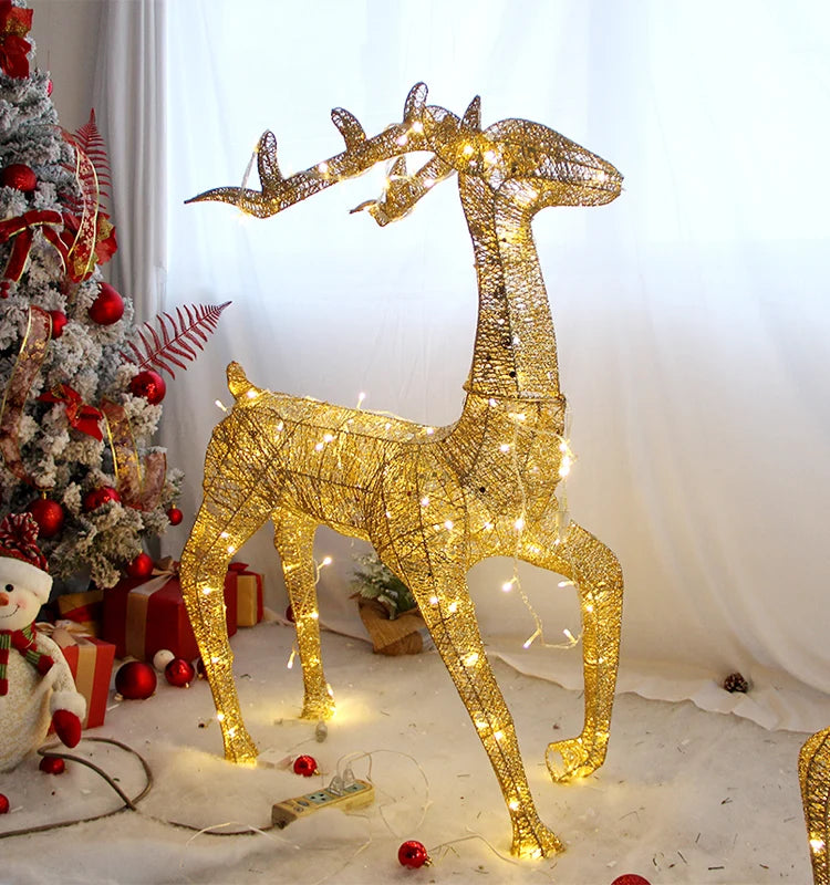 Golden Deer Cart ELK Ornaments Christmas Tree Scene