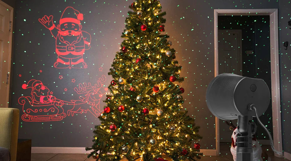 Laser Projector Light – Outdoor Santa and Elk Holiday Decoration