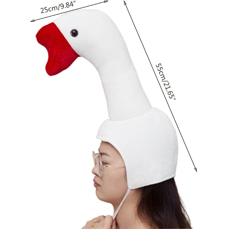 Funny White Goose Shape Plush Hat