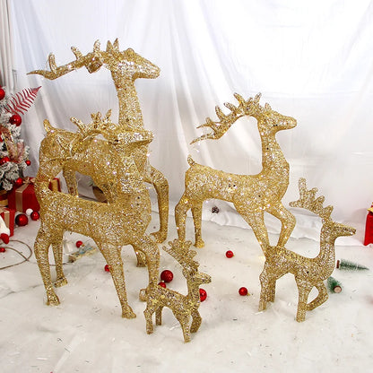 Golden Deer Cart ELK Ornaments Christmas Tree Scene