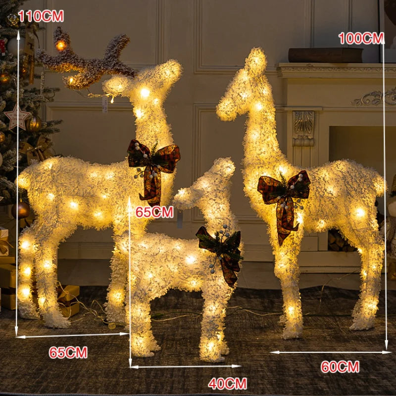 120cm 3pcs Family Deer & Glowing Reindeer Family Snowman Christmas Light Led