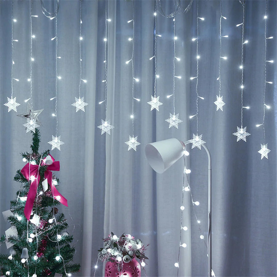 Snowflake LED Fairy String Light Flashing Garland Lamp Waterproof Outdoor Party Light