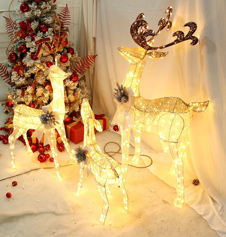 Golden Deer Cart ELK Ornaments Christmas Tree Scene