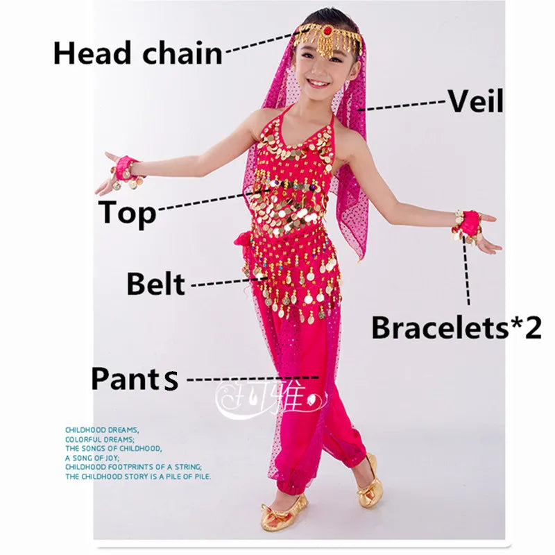 Kids Belly Dance Costumes Set 6 Colors