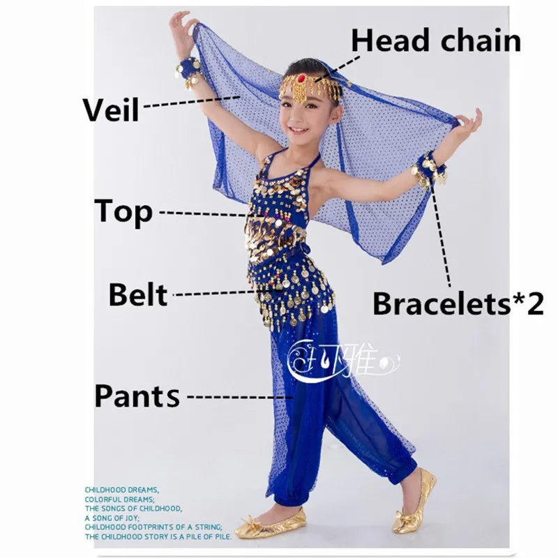 Kids Belly Dance Costumes Set 6 Colors