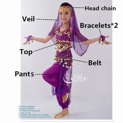 Kids Belly Dance Costumes Set 6 Colors