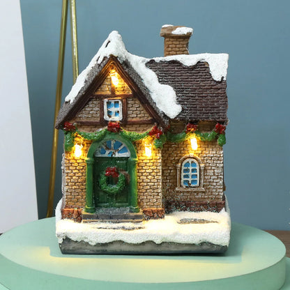 Led Light House Model Winter Snow Scene Landacape