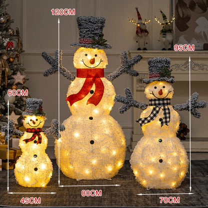 120cm 3pcs Family Deer & Glowing Reindeer Family Snowman Christmas Light Led